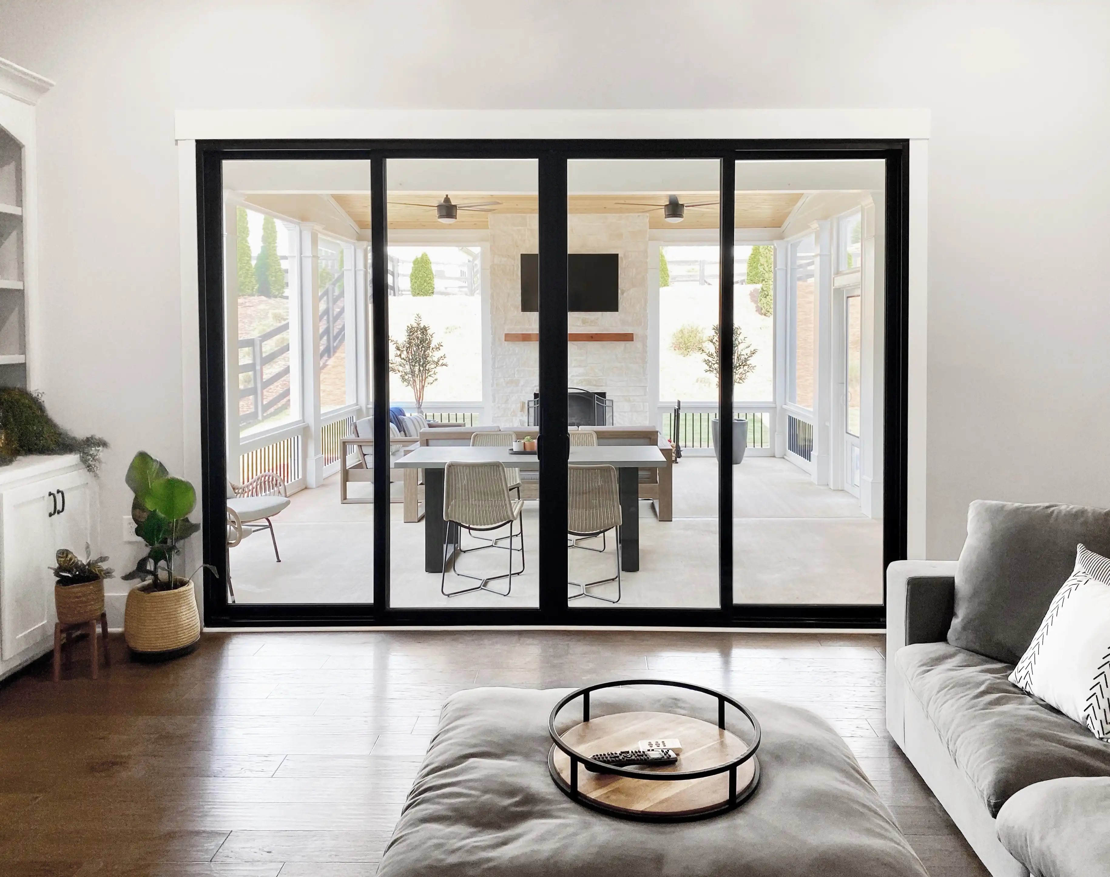 Sliding patio door in ebony interior finish